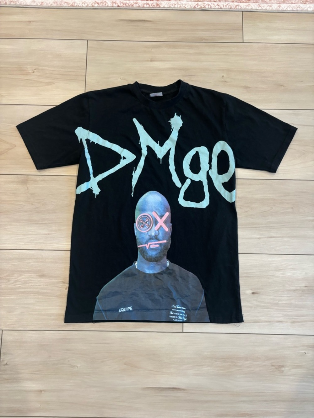 X2 DMGE Streetwear Black Short-Sleeve Graphic Tee with Mint Green Print